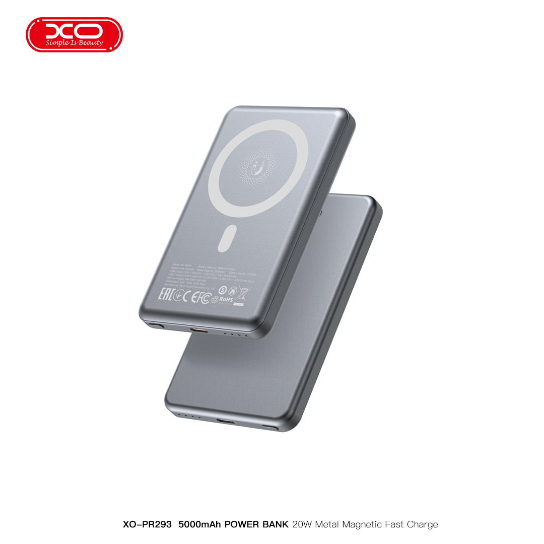 PR293 Metal Magnetic Fast Charging Power Bank (15W Wireless Charging + USB-C 20W) 5000mAh