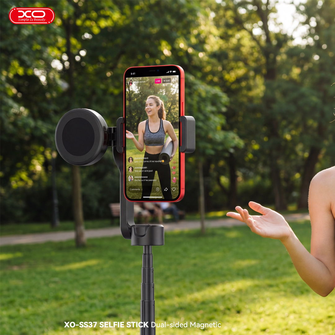 SS37 Dual-Sided Magnetic Selfie Stick (Compatible with Magnetic Light) 124CM