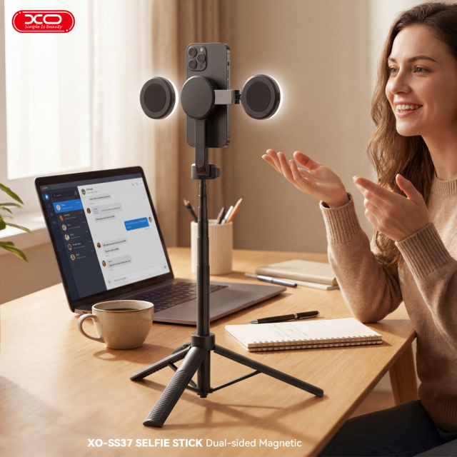 SS37 Dual-Sided Magnetic Selfie Stick (Compatible with Magnetic Light) 124CM