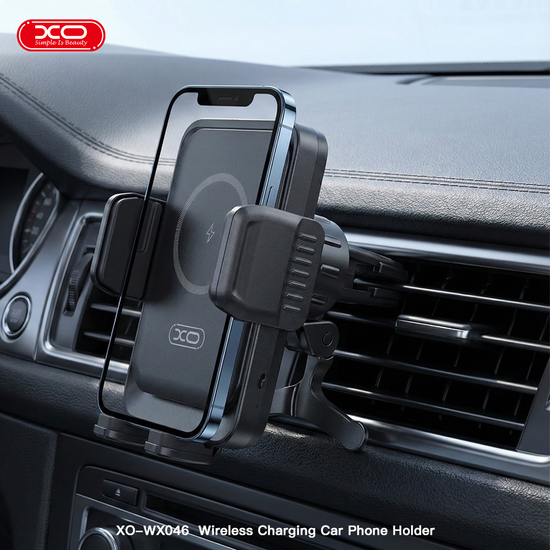 WX046   Clamp-on Vent Mount 15W Wireless Charging Phone Holder