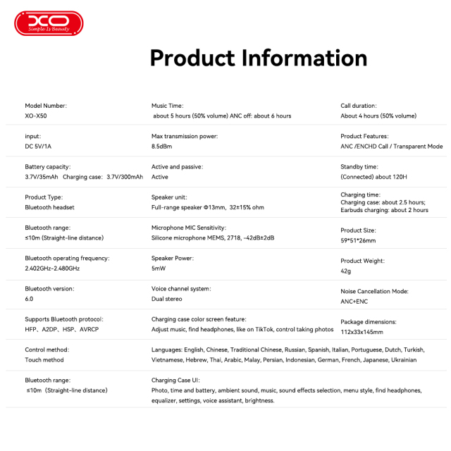 X50 ANC+ENC DUAL MIC TWS With Smart LCD Display