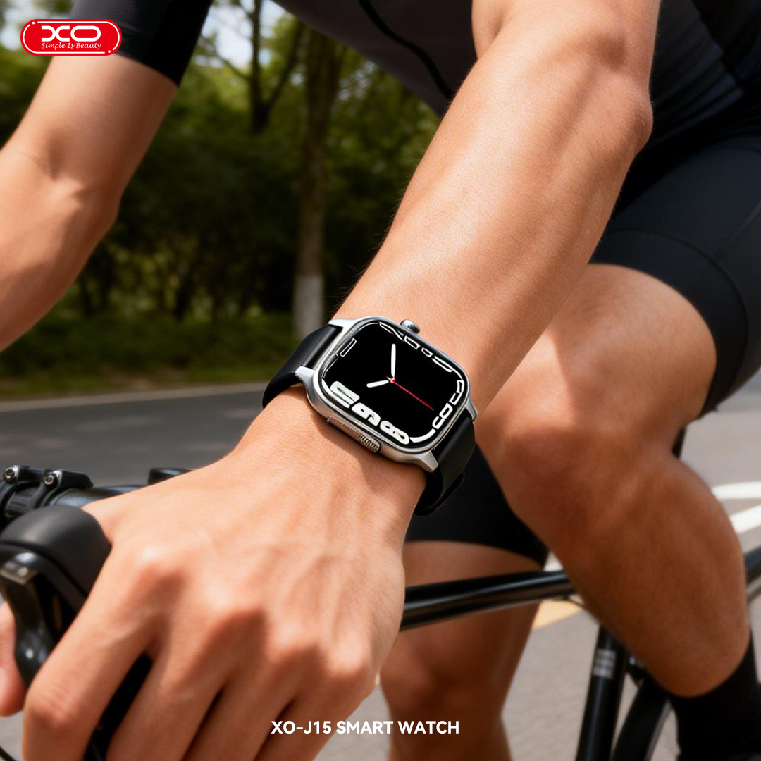 J15 Square Smart Sports Watch with Call Function Large-capacity 450mAh battery Black dial + black silicone strap