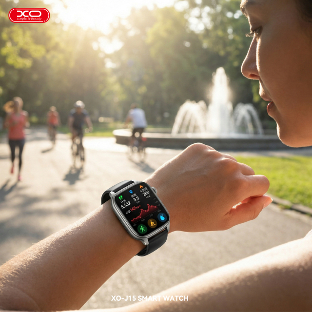 J15 Square Smart Sports Watch with Call Function Large-capacity 450mAh battery Black dial + black silicone strap