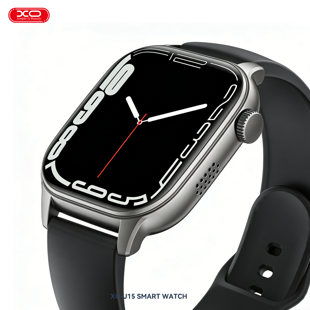 J15 Square Smart Sports Watch with Call Function Large-capacity 450mAh battery Black dial + black silicone strap