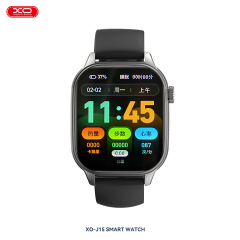 J15 Square Smart Sports Watch with Call Function Large-capacity 450mAh battery Black dial + black silicone strap