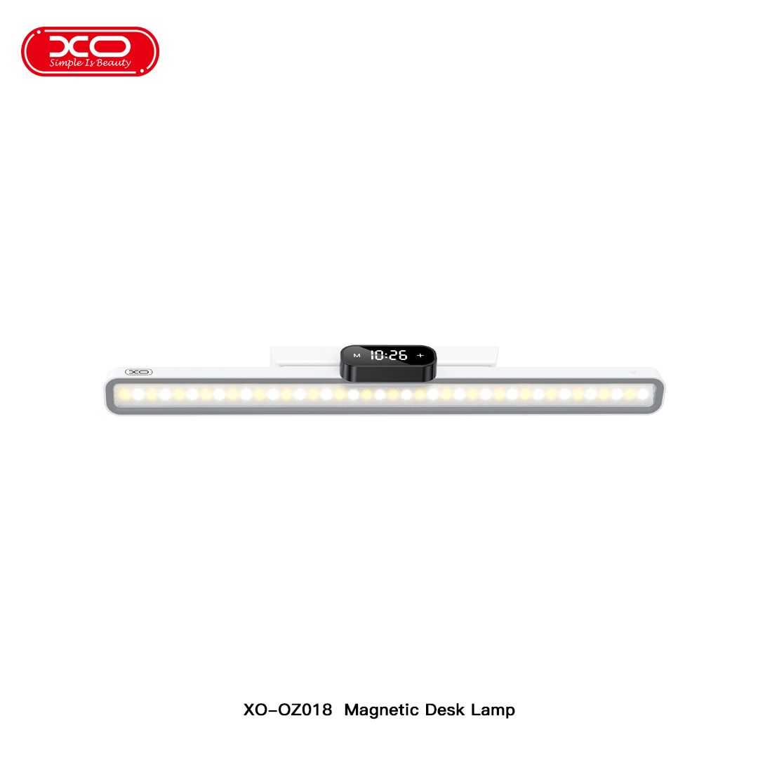 OZ18 Magnetic Desk Lamp/Study Lamp with Clock Display, Multi-Angle Adjustable, Three-Color Lights