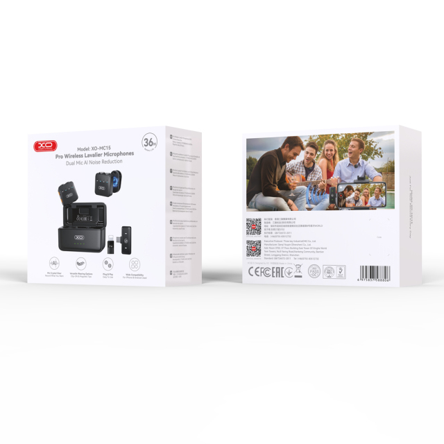 MC15 Dual-Microphone AI Noise-Cancelling Wireless Lapel Microphone with Smart Charging Case