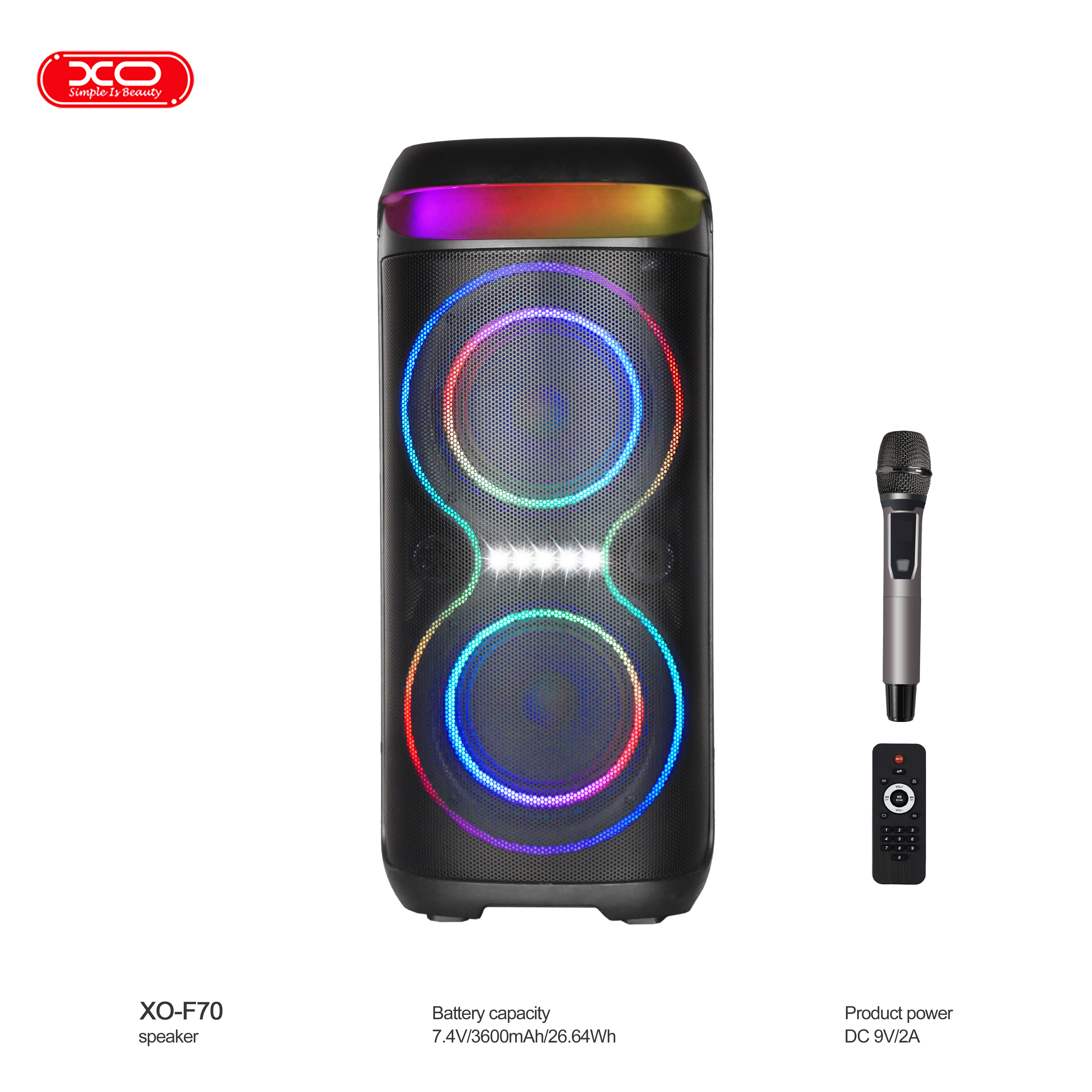F70 AC+DC Dual 6.5 RGB Bluetooth Speaker 40W