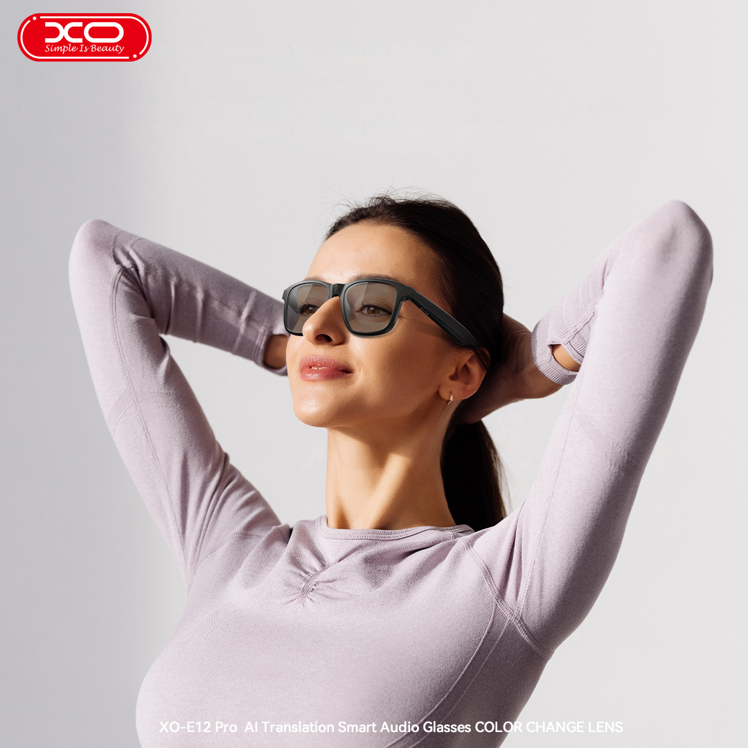 E12 PRO AI Translation Smart Audio Glasses Photochromic Blue Light Protection Lenses