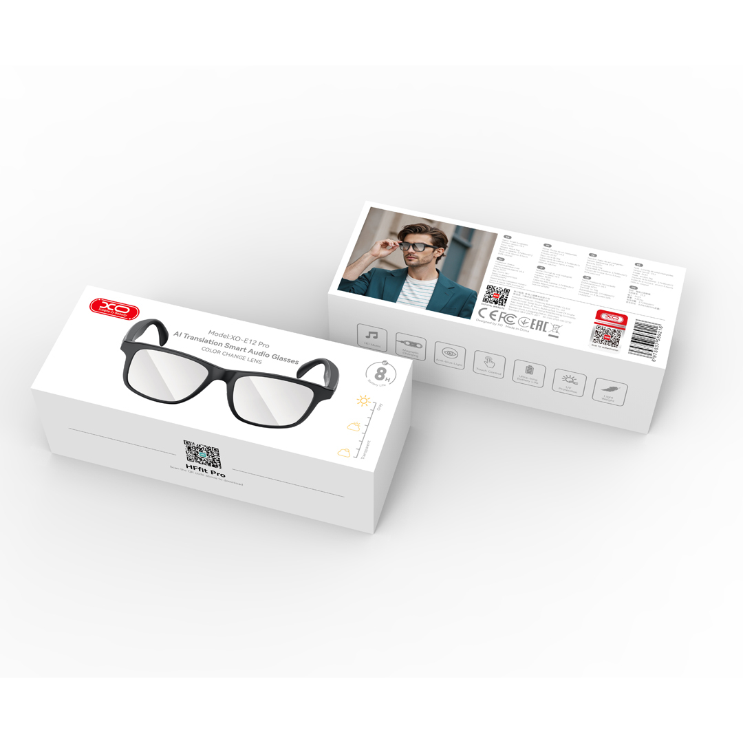 E12 PRO AI Translation Smart Audio Glasses Photochromic Blue Light Protection Lenses
