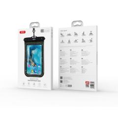 KT04 PVC sponge waterproof pouch for mobile phone Window clip model + lanyard Black (for mobile phones up to 8 inch)