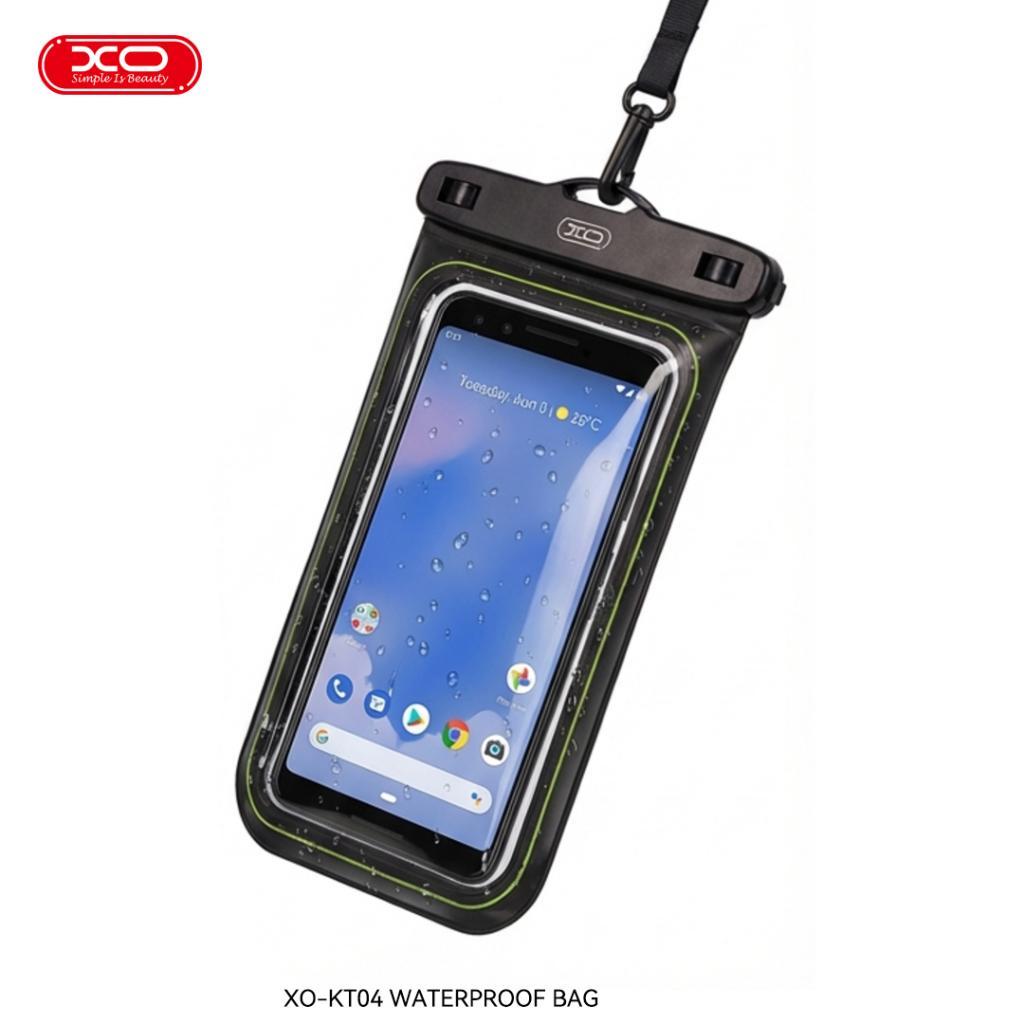 KT04 PVC sponge waterproof pouch for mobile phone Window clip model + lanyard Black (for mobile phones up to 8 inch)