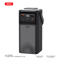 PR286 PD20W+QC22.5W Three Inputs and Six Outputs Comes with Four Cables + Lighting Fast Charging Mobile Power 50000mAh