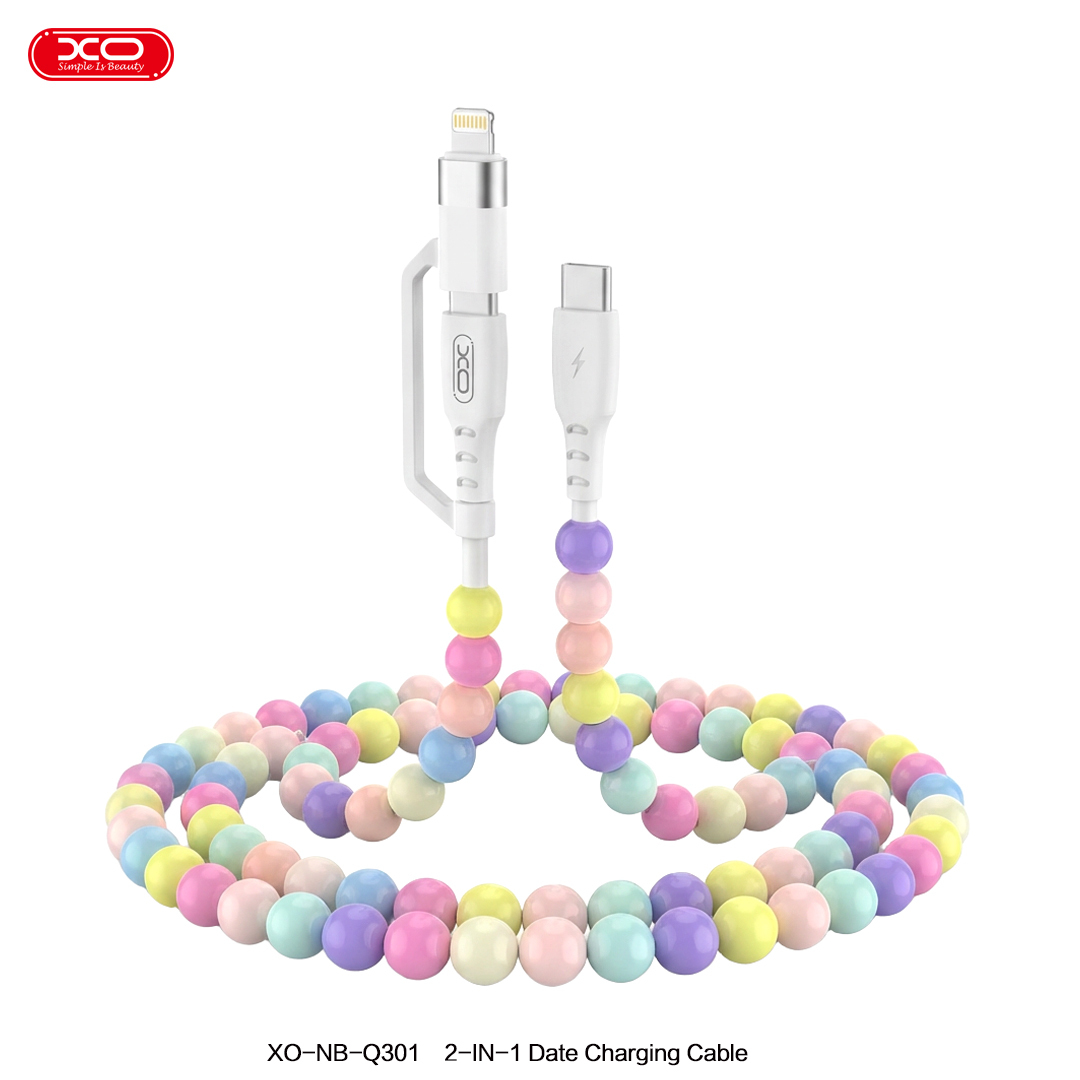 NB-Q301 Colourful Bead Series   Type-C to Type-C (60W) + Apple (27W) 1m