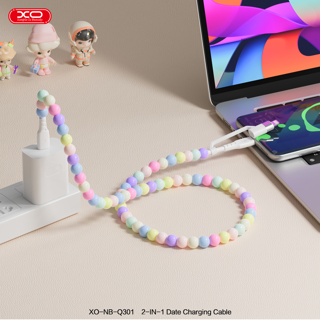 NB-Q301 Colourful Bead Series   Type-C to Type-C (60W) + Apple (27W) 1m