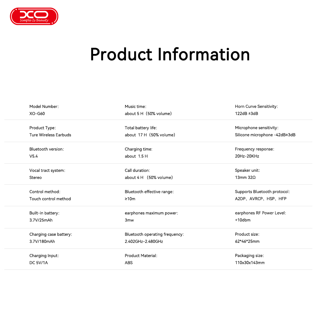 XO-G60 In-ear TWS earbuds