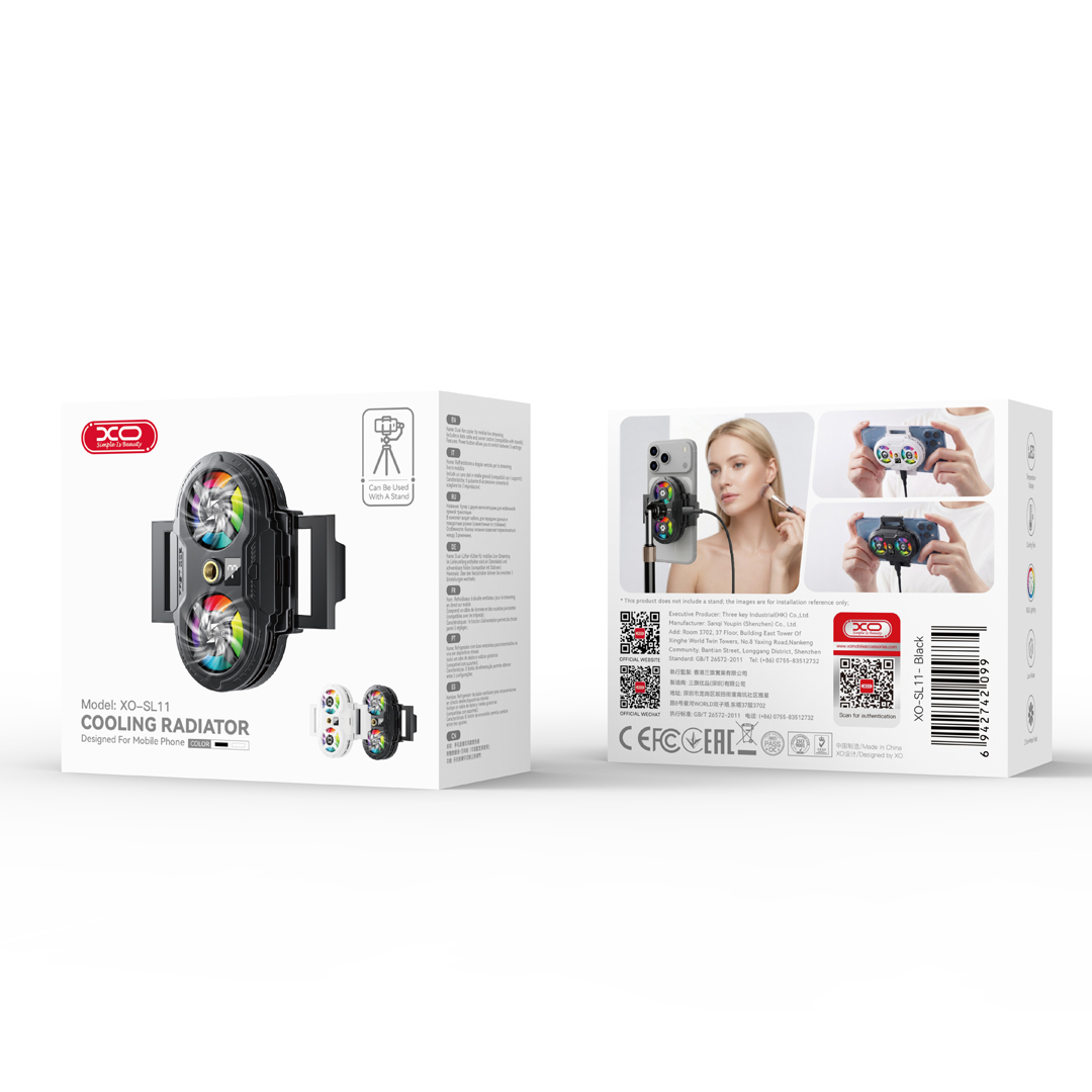 SL11 Digital Display Dual-Fan Cooler for Mobile Streaming