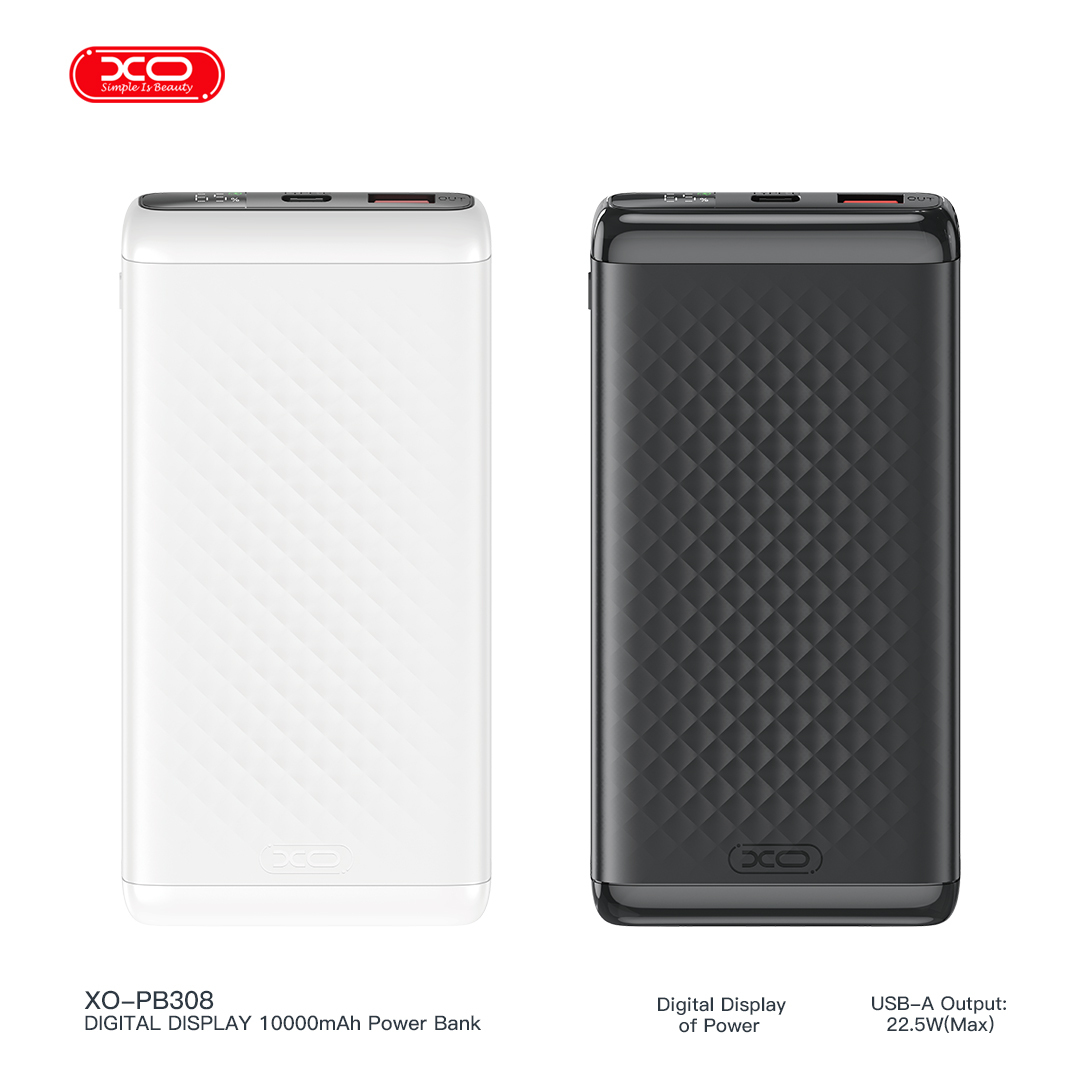 PB308 USB-C 20W/USB-A 22.5W Digital Fast Charger 10000mAhReal Capacity 9000mAh
