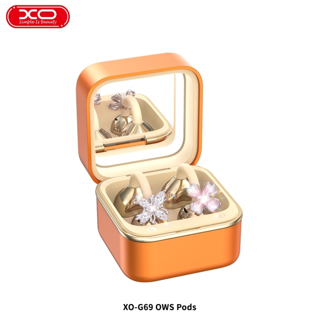 G69 Diamond Ring Make-up Mirror Clip-on OWS Headphones