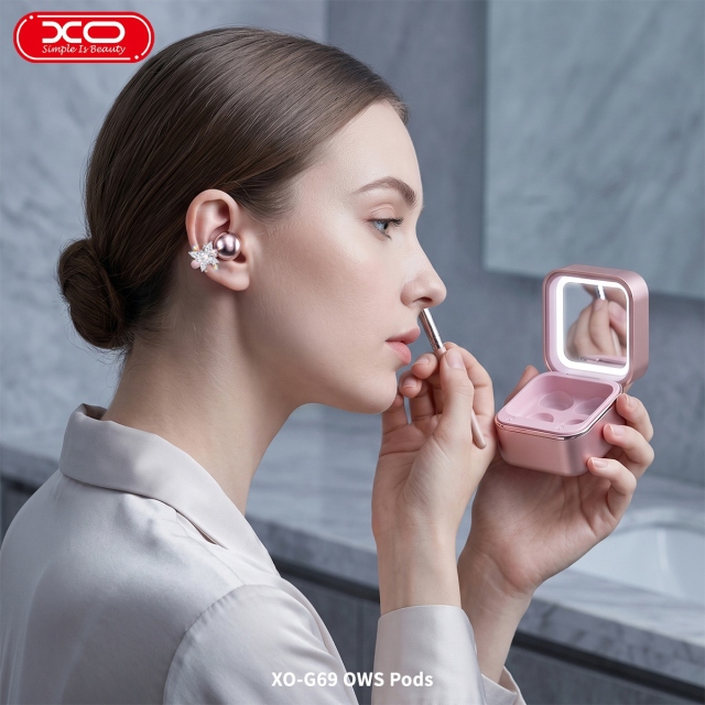 G69 Diamond Ring Make-up Mirror Clip-on OWS Headphones
