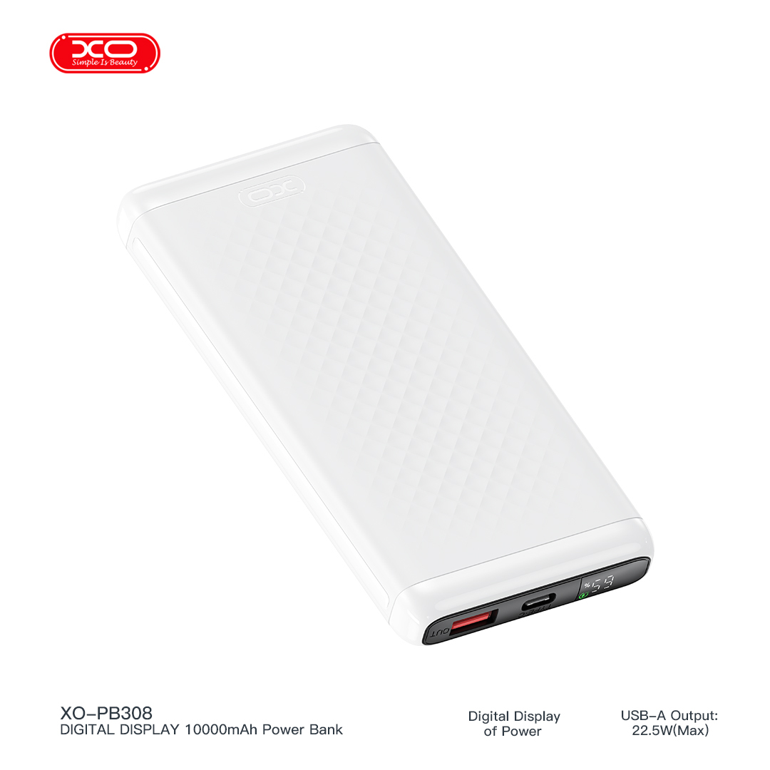 PB308 USB-C 20W/USB-A 22.5W Digital Fast Charger 10000mAhReal Capacity 9000mAh