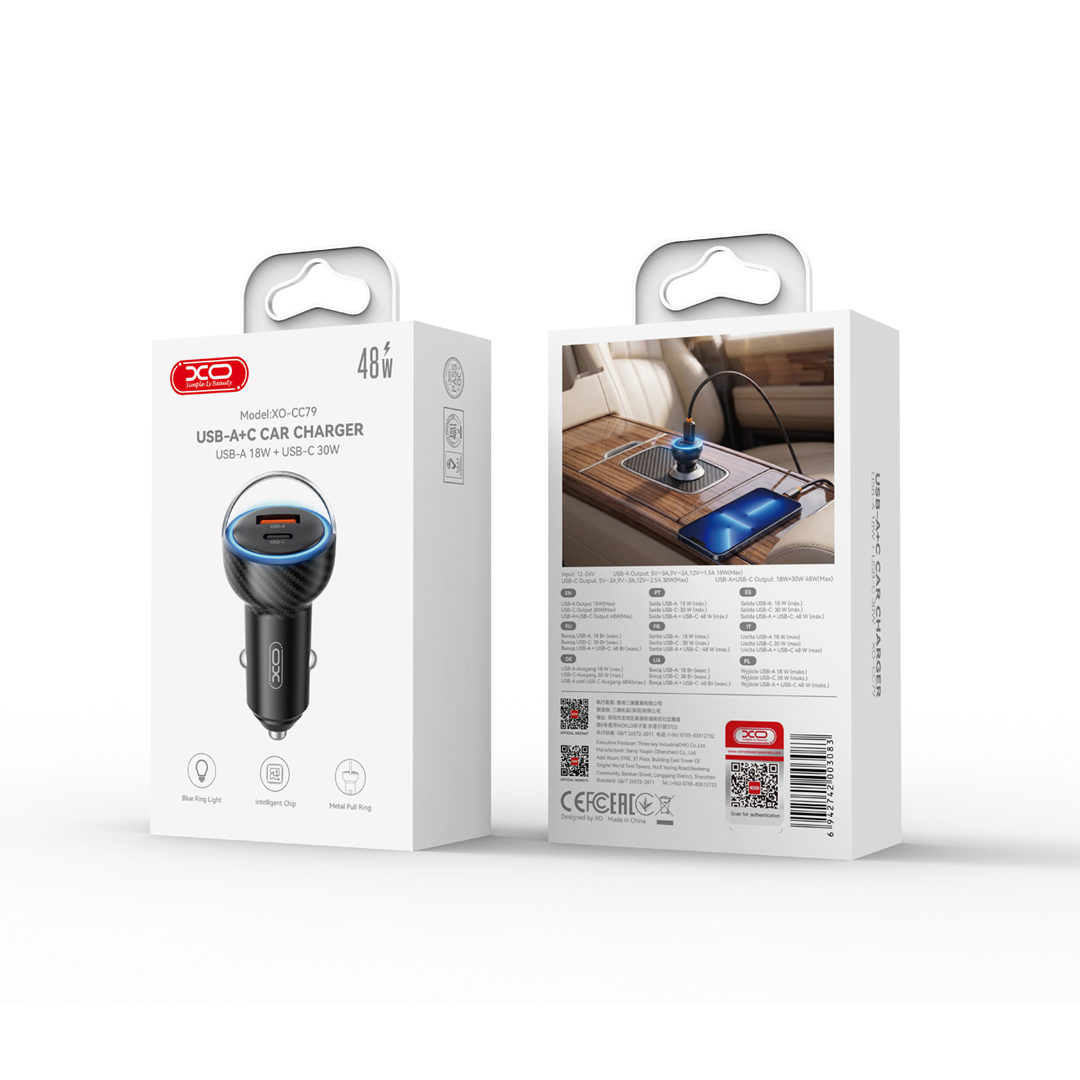 CC79 Smart Pull-Tab Blu-ray A+C 48W Car Charger