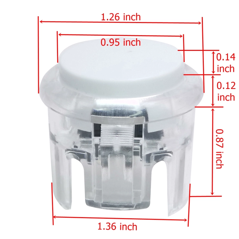 Small round button Amusement game machine Light bulb Button  Mounting Hole Momentary Game Push Button Switch 30mm ， Pack of 6