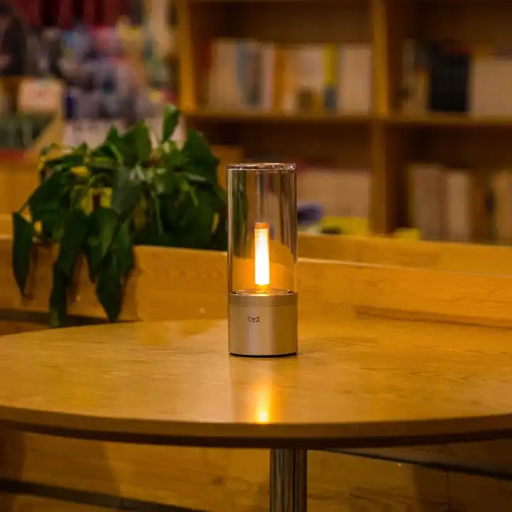 YEELIGHT Candela Table Lamp, Bedside Lamp Dimmable Night Light Rechargeable,1800K Yellow Candel lgiht Flameless Candle, Gold (YLFWD-0019)