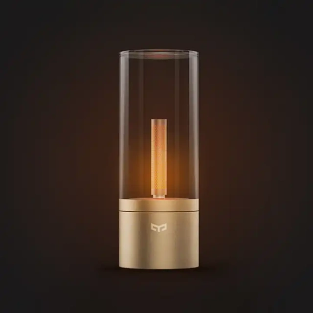 YEELIGHT Candela Table Lamp, Bedside Lamp Dimmable Night Light Rechargeable,1800K Yellow Candel lgiht Flameless Candle, Gold (YLFWD-0019)