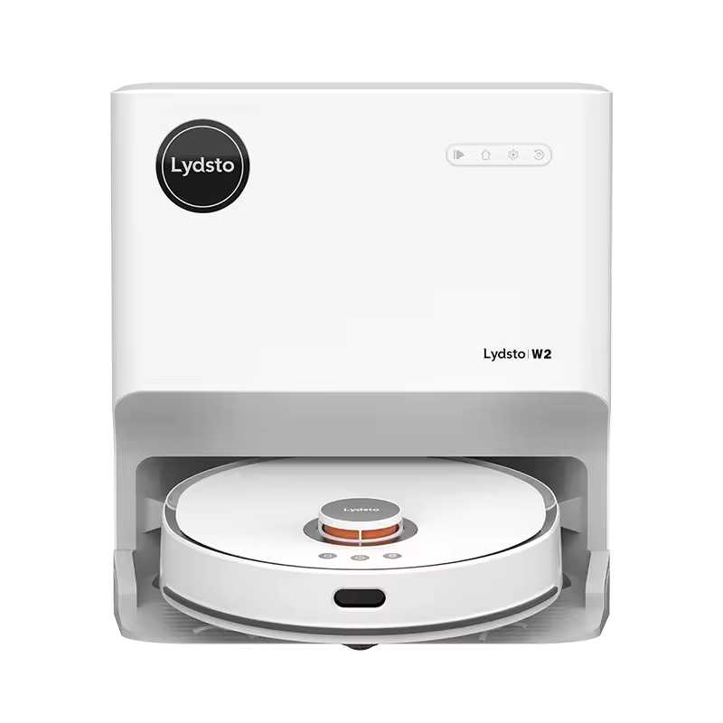 Lydsto W2 Robot Vacuum and Mop Combo, 5000Pa Suction Robotic Vacuum, Self-refilling and Self-Emptying & Mop Cleaning, Hot Air Drying, Carpet Detection, Precision Mapping and Obstacle Avoidance, White
