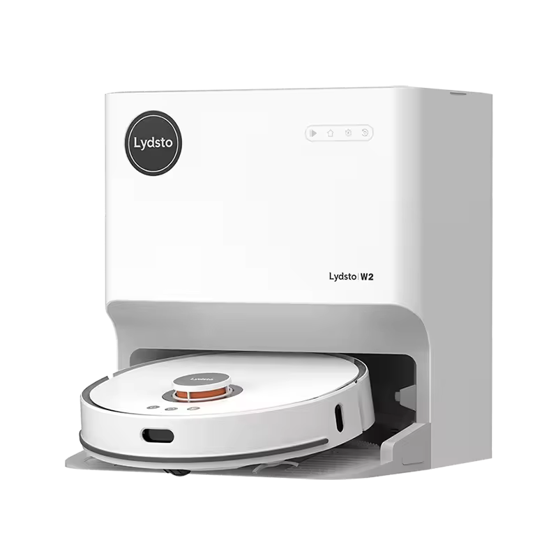 Lydsto W2 Robot Vacuum and Mop Combo, 5000Pa Suction Robotic Vacuum, Self-refilling and Self-Emptying & Mop Cleaning, Hot Air Drying, Carpet Detection, Precision Mapping and Obstacle Avoidance, White