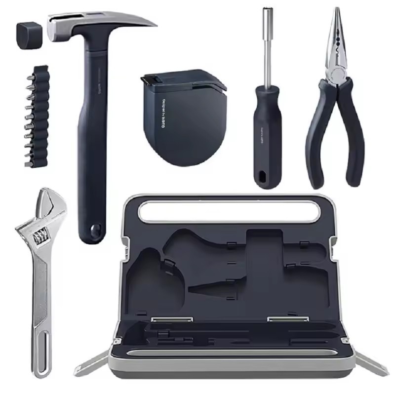 HOTO Tool Set, Hand Tool Set/Home Tool Kit, DIY Set Tool Household Hand Tool with Screwdriver Wrench Hammer Tape Plier Tool Box, Essential Mechanics Tools Kit for Everyday Home Repairs