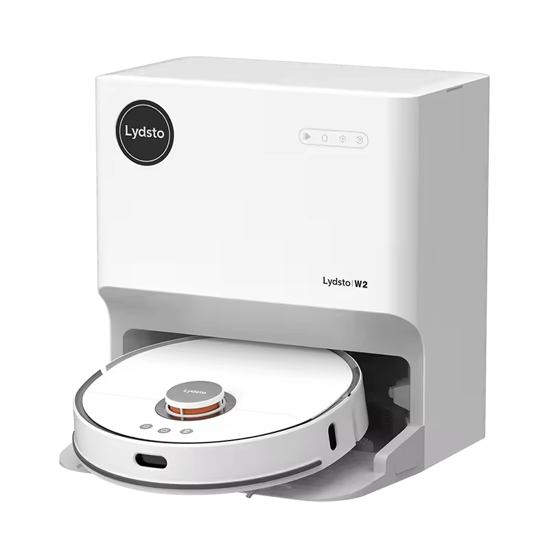 Lydsto W2 Robot Vacuum and Mop Combo, 5000Pa Suction Robotic Vacuum, Self-refilling and Self-Emptying & Mop Cleaning, Hot Air Drying, Carpet Detection, Precision Mapping and Obstacle Avoidance, White