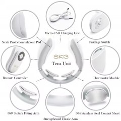 SKG 4098E | Cordless TENs EMS Cervical Neck Massager with Heat for Pain Relief, Neck pain relief, muscle stimulation, remote control