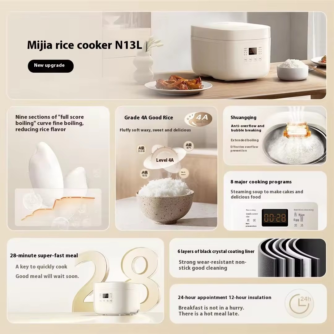 Xiaomi Mijia for Electric Rice Cooker N1 3L Multifunctional 4A Class Reservable Rice Cooker for Home Use for 4-6 People