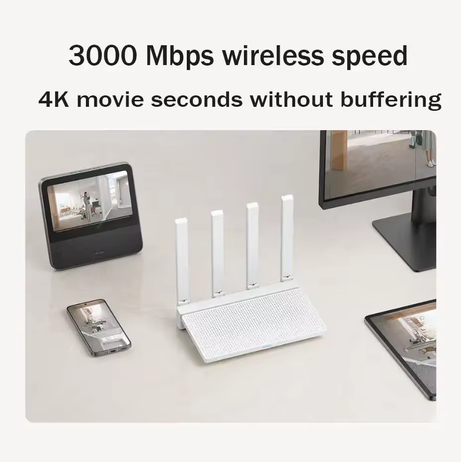 Xiaomi AX3000T Router 2.4GHz 5GHz 1.3GHz CPU 2x2 160MHz WAN LAN LED NFC Connectivity for Home Office Gaming