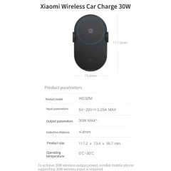 Original Xiaomi 30w Max Wireless Car Charger With Intelligent Infrared Sensor Mi Fast Car Charging Phone Holder