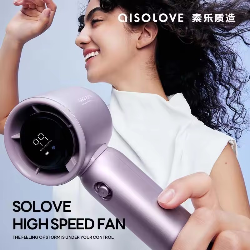 2025 Unique 100 Speed Rechargeable Mini Cooling Fan Portable LED High -Speed Turbo Handheld Fan SOLOVE
