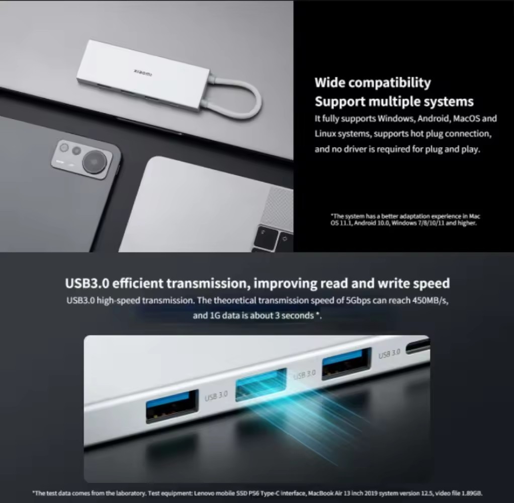Xiaomi five in one Type-c expansion dock  USB3.0