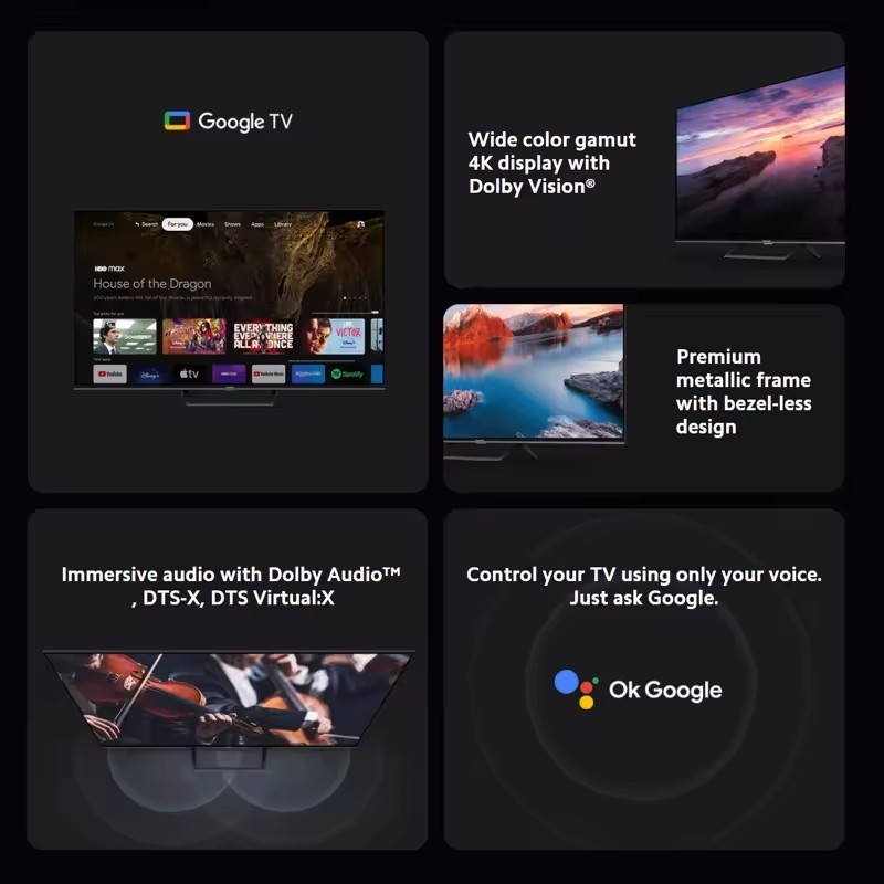 Original Global Xiaomi TV a Pro 55'' Full-screen Design 4K Display TV 3840*2160 Resolution Mi Smart TV