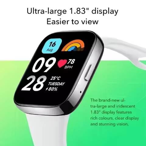 Global Version Xiaomi Redmi Watch 3 Smart Watch Supports Bluetooth Phone Call Large 1.75" AMOLED Display 5ATM