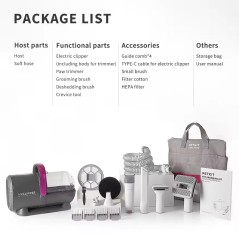 5-IN-1 Pet Cleaning Grooming Vacuum Kit 1.4L Capacity Wholesale Dog Grooming Plastic Material for Dog Hair Shedding