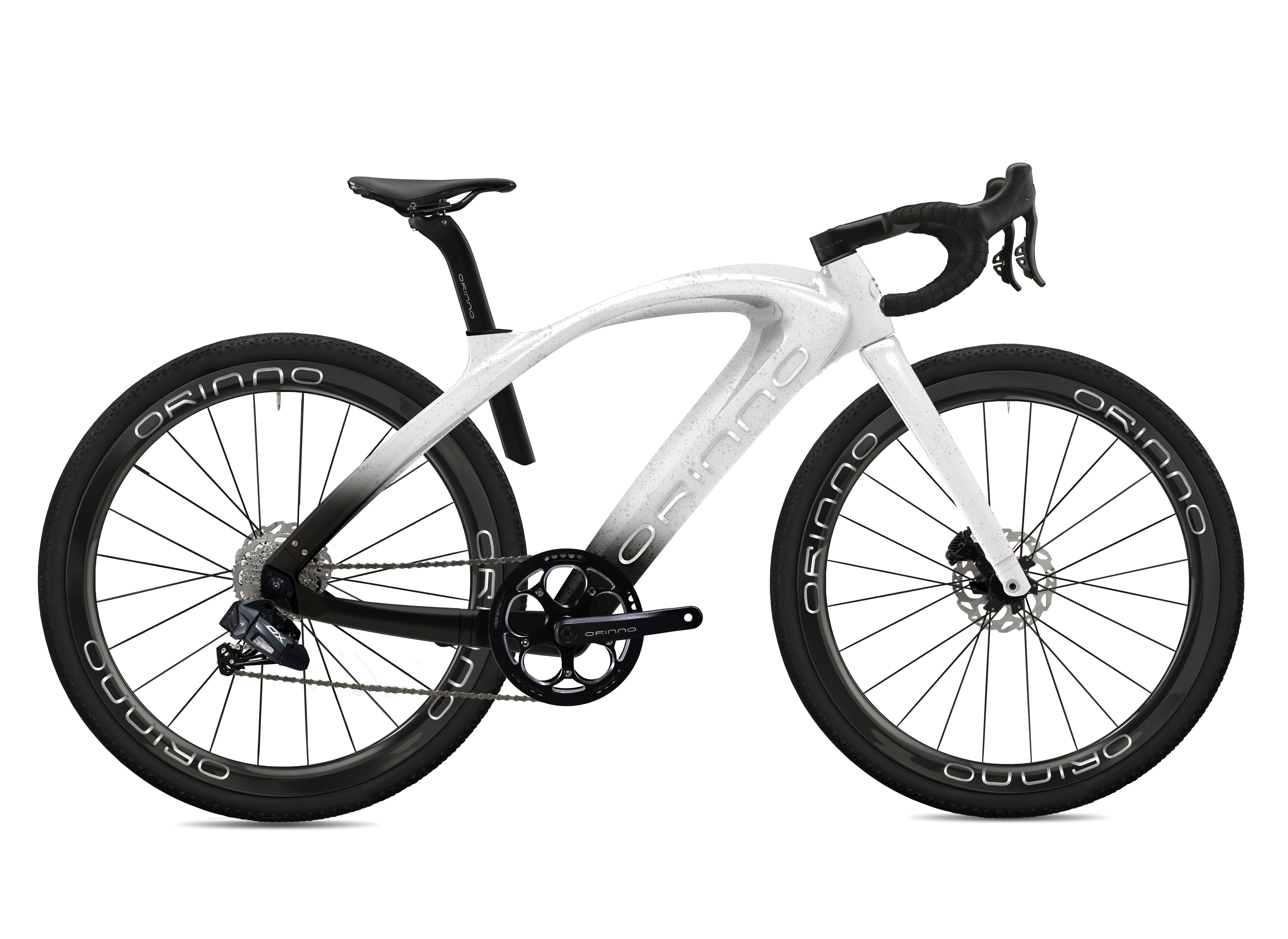 Bent carbon fiber Chain +Electronic Shifter 10 speed flywheel Special painting(Gradient white)