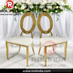 round backrest copper shape pu leather golden chairs