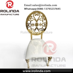 Gold frame back design modern pu leather wedding dining chair