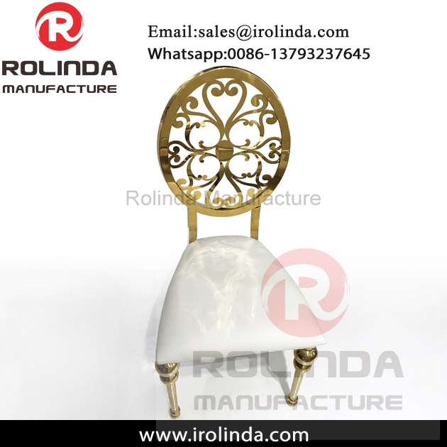 Gold frame back design modern pu leather wedding dining chair