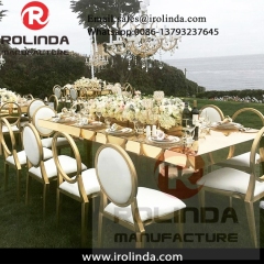 Ceremony stainless steel glass mirrored dining table chair set