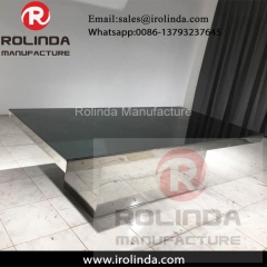 Ceremony stainless steel glass mirrored dining table chair set