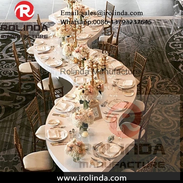 Wedding Furniture 20 seaters high gloss white round mdf tables