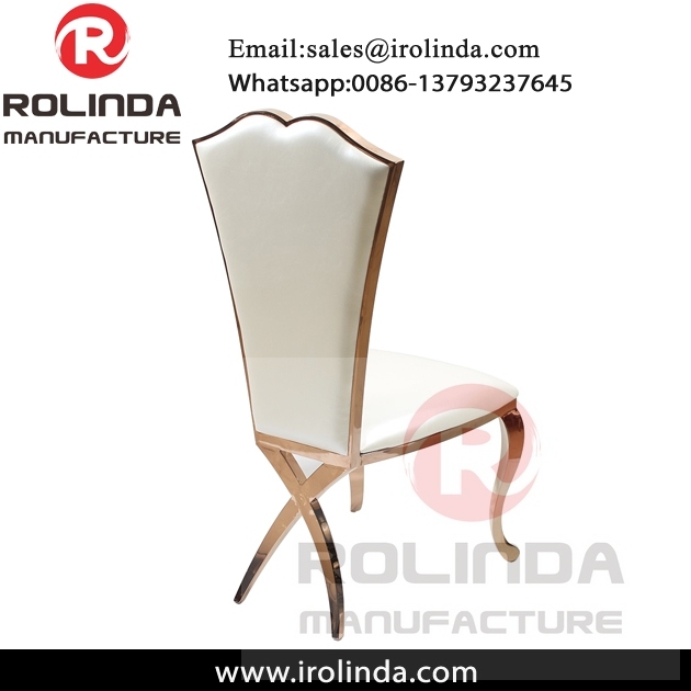 Wedding furniture royal stainless steel frame gold carved dining chair